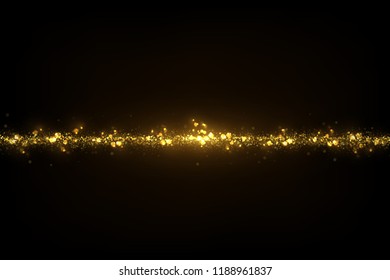 Sparkling golden particles on black. Eps 10 shiny gold glitters abstract luxury background