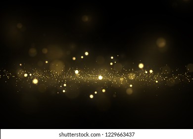 Sparkling Golden Particles On Dark. Abstract Luxury Background