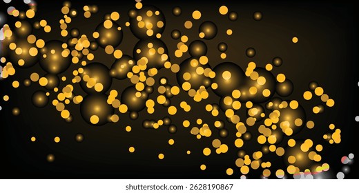Sparkling Golden shiny Dust Dots Spreading Over a Dark Black Background for Premium Luxury Designs, Elegant Shiny Golden Dots Pattern Seamlessly Floating Over a Rich Black Surface