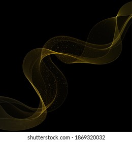 Sparkling golden wave on a black background. Abstract vector illustration