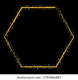 Sparkling Golden Yellow Hexagon Border Frame With Glitter Stars