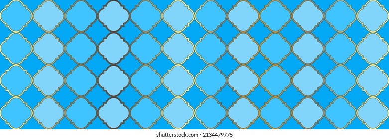 funkelndes Farbmuster Cool Arabian Texture. Geometrisches Trellis-Tile. Quatrefolien-Orientalische Tesselung. Moderner Geo Trellis. Elegantes, nahtloses Ostbanner. Royal Arabesque Muster.