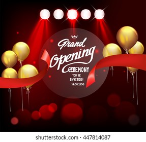 sparkling grand opening background with shiny stage spotlights. Vector illustration