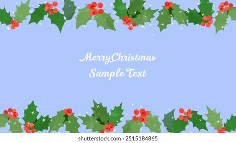 Sparkling Hand Drawn Background Illustration of Christmas Holly
