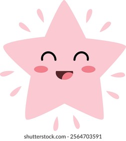 Sparkling Happy Pink Star Simple Vector Illustration
