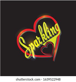 sparkling heart with color and text blink with black color background