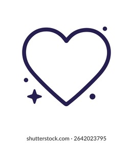 Sparkling heart with ethereal decorations. Icon symbol illustration