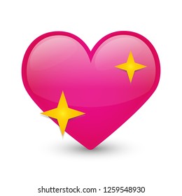 Sparkling Heart Love Emoji Icon Object Symbol Gradient Vector Art Design Cartoon Isolated Background