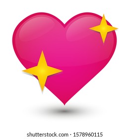 Sparkling Heart Love Emoji Icon. Object Symbol Gradient Vector Art Design Cartoon Isolated Background.