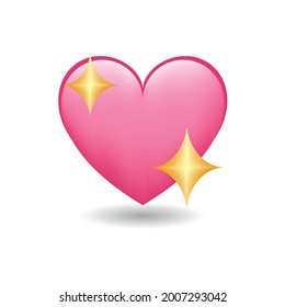 Sparkling Heart Love Emoji Icon Object Symbol Gradient Vector Art Design Cartoon Isolated Background. Pink heart emoji. 