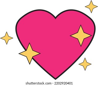 Sparkling Heart Love Emoji Icon On White Background. Iphone Shine Heart Emoji Sign. Pink Heart Emoji. Flat Style. 