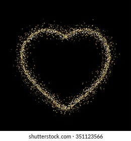 Sparkling heart on black background. Vector design template. 