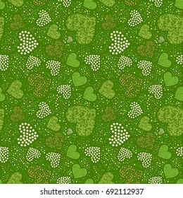 Sparkling hearts seamless pattern of small details dots and asterisks