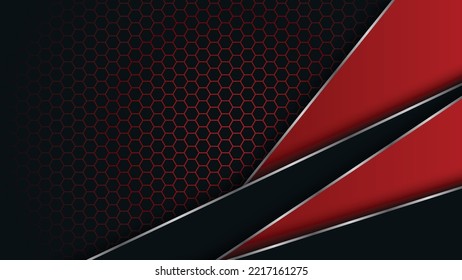 Sparkling hexagon light background. Luxury bright red lines with metal effect style.
