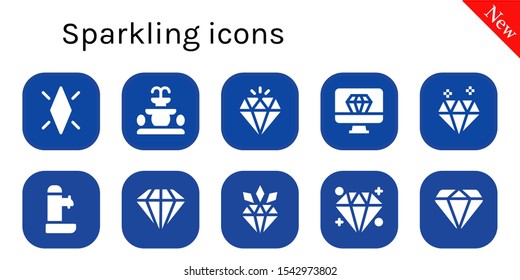 sparkling icon set. 10 filled sparkling icons.  Collection Of - Diamond, Fountain icons