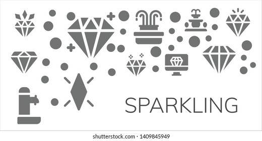 sparkling icon set. 11 filled sparkling icons.  Simple modern icons about  - Diamond, Fountain