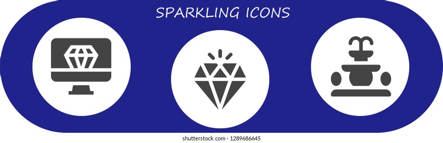  sparkling icon set. 3 filled sparkling icons. Simple modern icons about  - Diamond, Fountain