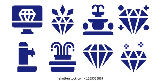  sparkling icon set. 8 filled sparkling icons. Simple modern icons about  - Fountain, Diamond