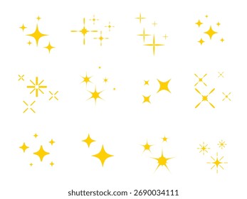 Ícone de brilho definido, ícone de efeito de luz brilhante estrela