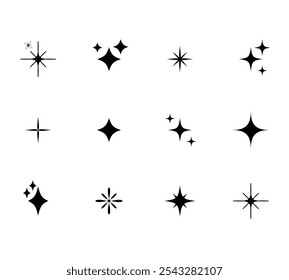 sparkling icon set,vector collection of various shapes of stars,constellations,black galaxy, Glow, Star Shape, Celebritie,star icon collection Different shapes. 
Black star icon set.Modern simple star