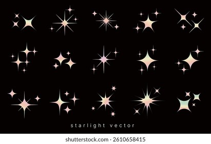 sparkling icon and startlihgt vector set, star shape and geometric icon set