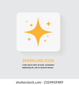 sparkling icon. Yellow sparkles stars isolated on white background. Decoration twinkle, shiny, light effect. Vector illustration