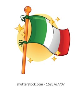 sparkling Italy flag. vector illustration cartoon style