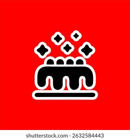 Sparkling Jelly Dessert Icon on Red Background
