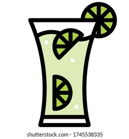 Sparkling lemonade icon, Beverage filled style vector illustration