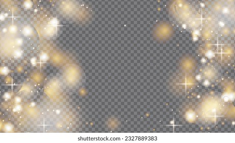 Sparkling lens flare light effects with multicolored shimmer. flare effect bokeh, shiny particles. Glittering stars stardust on a transparent background. Festive luxurious design. Vector illustration.
