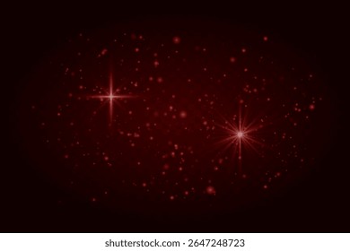 Sparkling light burst with twinkling stars and particles. Festive magical glow on dark transparent background.