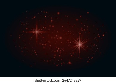 Sparkling light burst with twinkling stars and particles. Festive magical glow on dark transparent background.