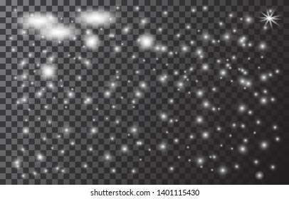 Sparkling light for digital, Flare glowing light on transparent background white and black, dust, star
