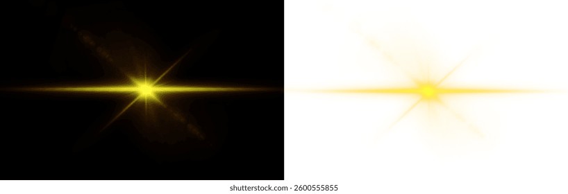 sparkling light effect featuring bright spotlights, glowing beams, and futuristic flares. Perfect for stadium scenes, disco visuals, festive backgrounds, and neon stage lighting. Vector illustration