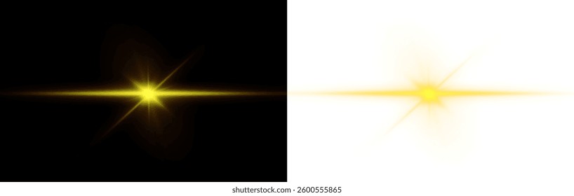 sparkling light effect featuring bright spotlights, glowing beams, and futuristic flares. Perfect for stadium scenes, disco visuals, festive backgrounds, and neon stage lighting. Vector illustration