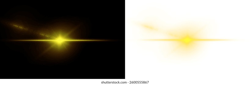 sparkling light effect featuring bright spotlights, glowing beams, and futuristic flares. Perfect for stadium scenes, disco visuals, festive backgrounds, and neon stage lighting. Vector illustration