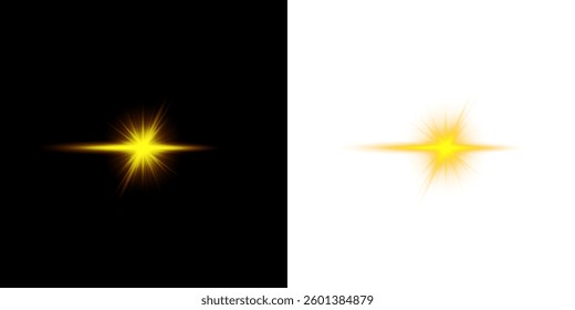 sparkling light effect featuring bright spotlights, glowing beams, and futuristic flares. Perfect for stadium scenes, disco visuals, festive backgrounds, and neon stage lighting. Vector illustration