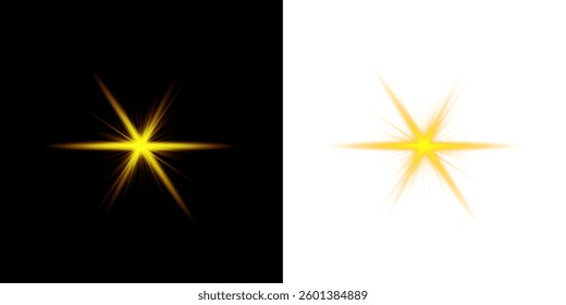 sparkling light effect featuring bright spotlights, glowing beams, and futuristic flares. Perfect for stadium scenes, disco visuals, festive backgrounds, and neon stage lighting. Vector illustration