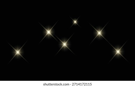 Funkelnder Lichteffekt auf dunklem Hintergrund mit leuchtenden Sternen für festliches und magisches visuelles Design