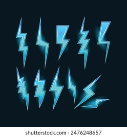 Sparkling Lightning Bolt Abstract Vector  set, Background Illustration