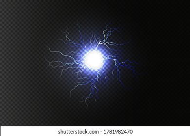  Sparkling lightning on black background Magic and bright lighting effects.Vector illustration.