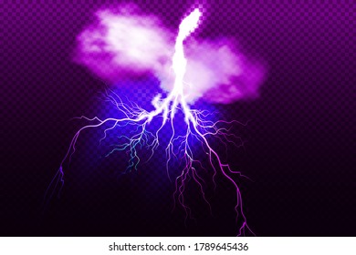  Sparkling lightning on black background Magic and bright lighting effects.Vector illustration.