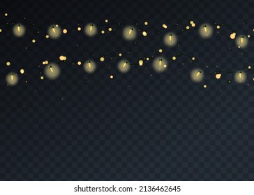 Sparkling Lights Garlands. Christmas, New Year or Party Vector Background.