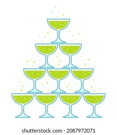 sparkling liquid glass pyramid, glass tower vector illustration