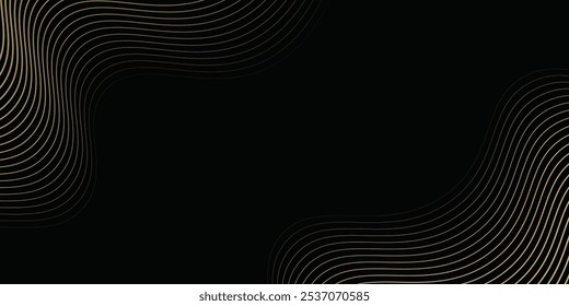 Ondas de ouro de luxo cintilante fundo em fundo preto. Design Premium para papel de parede