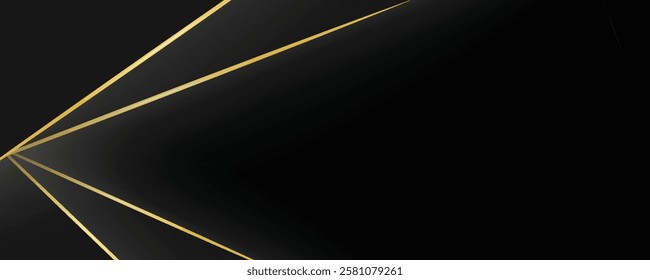 Sparkling luxury gold waves background on black background. Premium design for wallpaper, banner, poster.