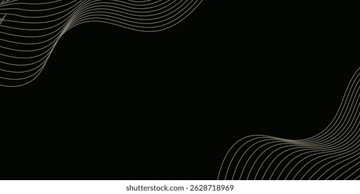 Sparkling luxury gold waves background on black background. Premium design for wallpaper