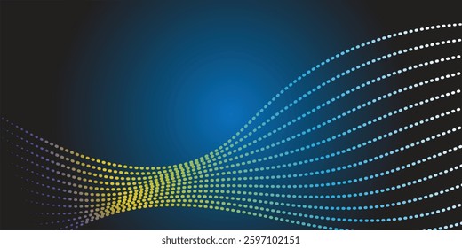 Sparkling luxury multi color waves background on black background. Premium design for wallpaper, banner, poster. modern halftone