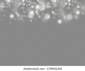 Sparkling magic dust particles bokeh isolated on transparent background, the white dust sparks and star shine with special light, Christmas sparkl light effect, shine lights, sparkle, vector.