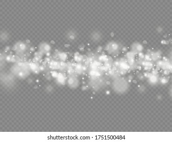 Fesselnde magische Staubpartikel Bokeh einzeln auf transparentem Hintergrund, der weiße Staub funkelt und Sternschein mit besonderem Licht, Weihnachtsfunkellicht Lichteffekt, glänzende Lichter, Funkeln, Vektorgrafik.